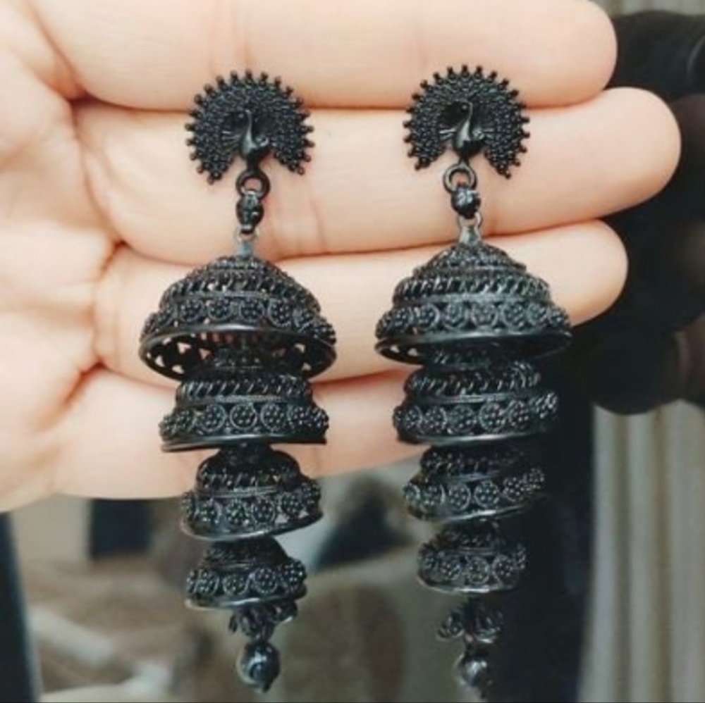 Vintage Oxidized Earrings/Jhumkas Peacock